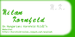 milan kornfeld business card